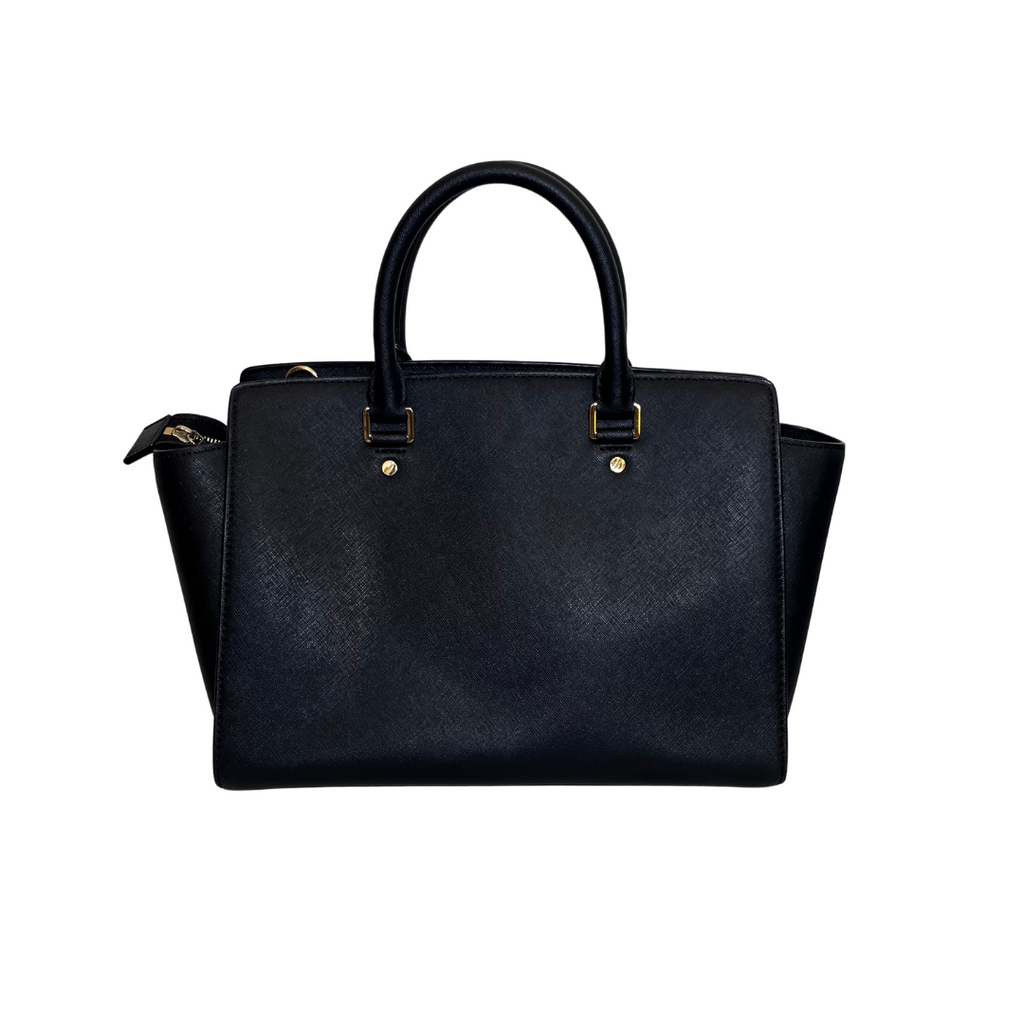 Michael Kors Black Saffiano Leather Selma Medium Satchel | Pre Loved |