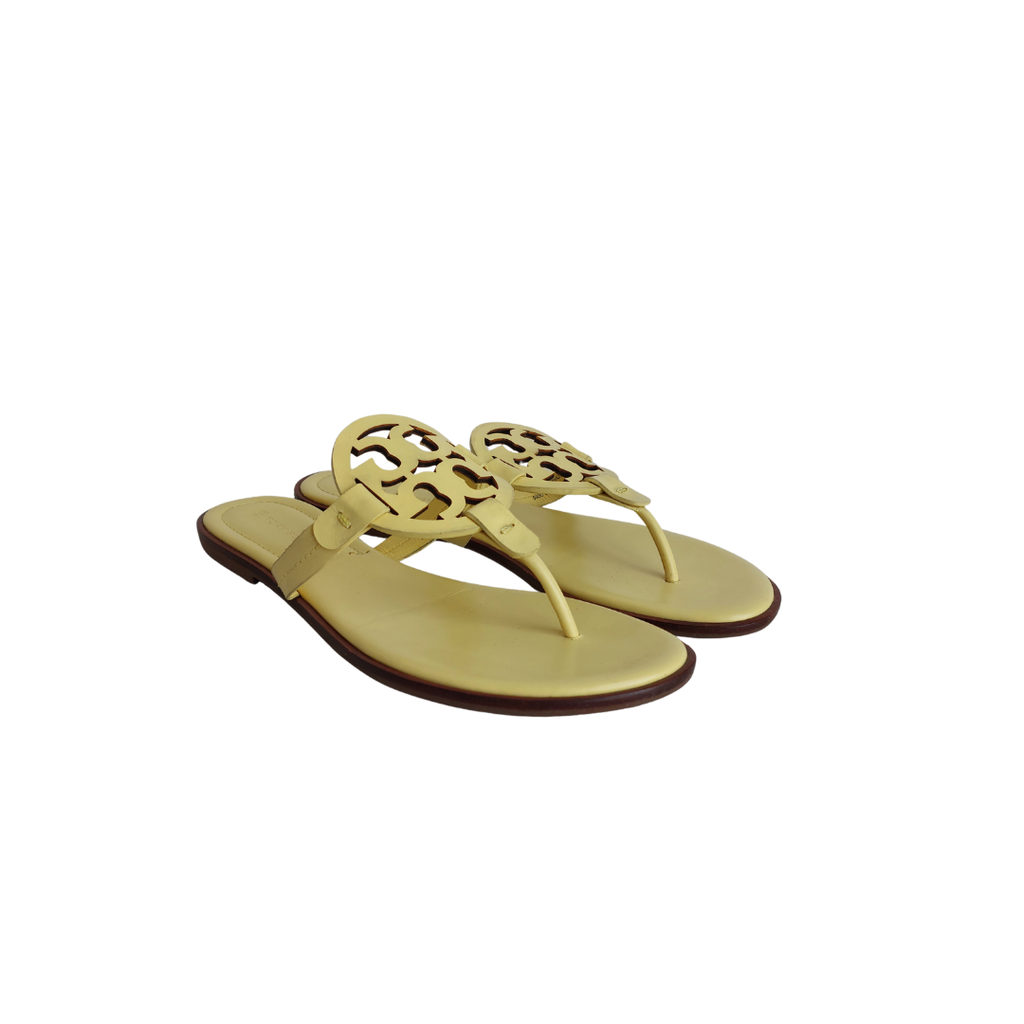 Tory Burch Banana Yellow Leather Miller Welt Sandals | Pre Loved |