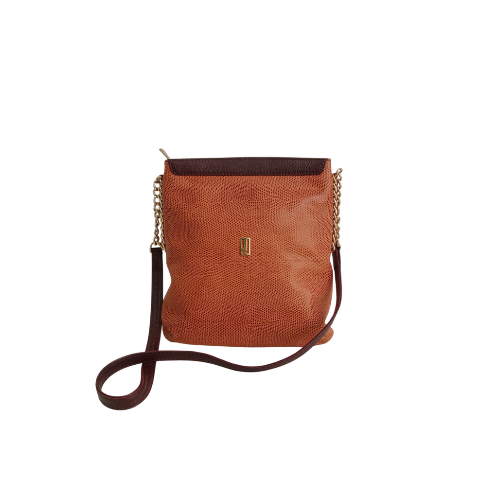 Jafferjees Orange Leather Small Shoulder Bag | Gently Used |