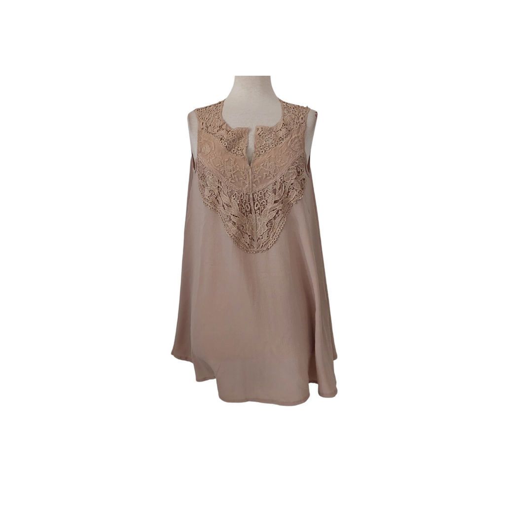 JS Millenium Beige Lace Sleeveless Top | Gently Used |