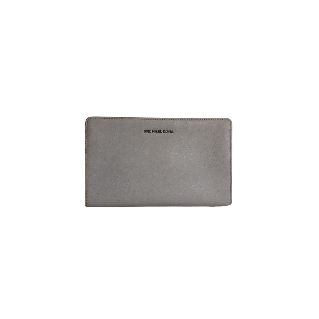 Michael Kors Grey Leather Jet Set Large Saffiano Crossbody Bag | Gently Used |