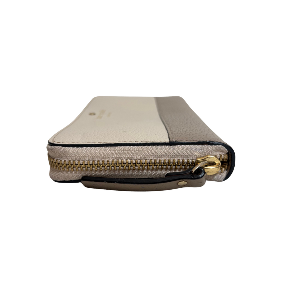 Kate Spade Cream & Taupe 'Spencer' Zip Around Continental Wallet | Gently Used |