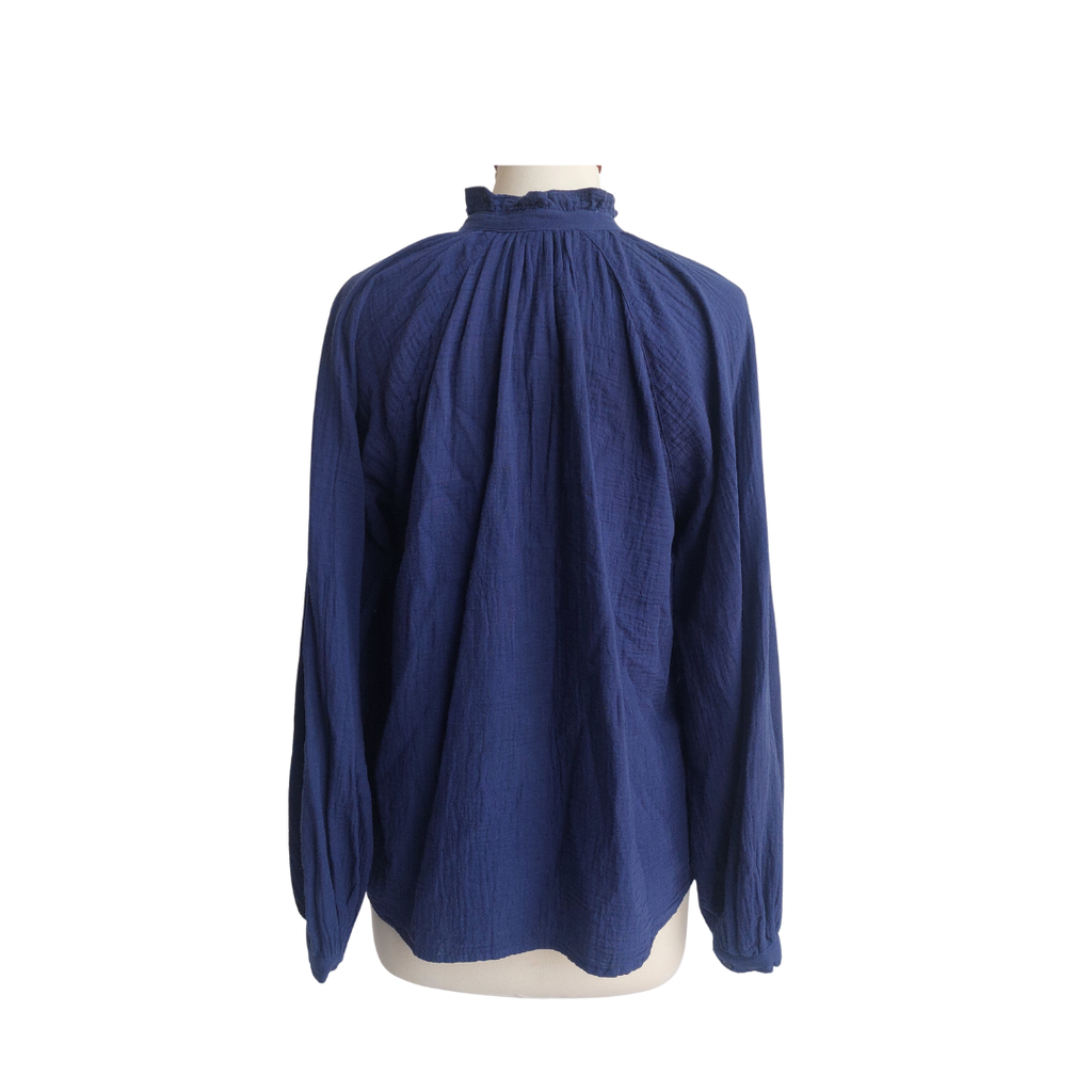 H&M Blue 100% Cotton Crinkled Top | Pre Loved |