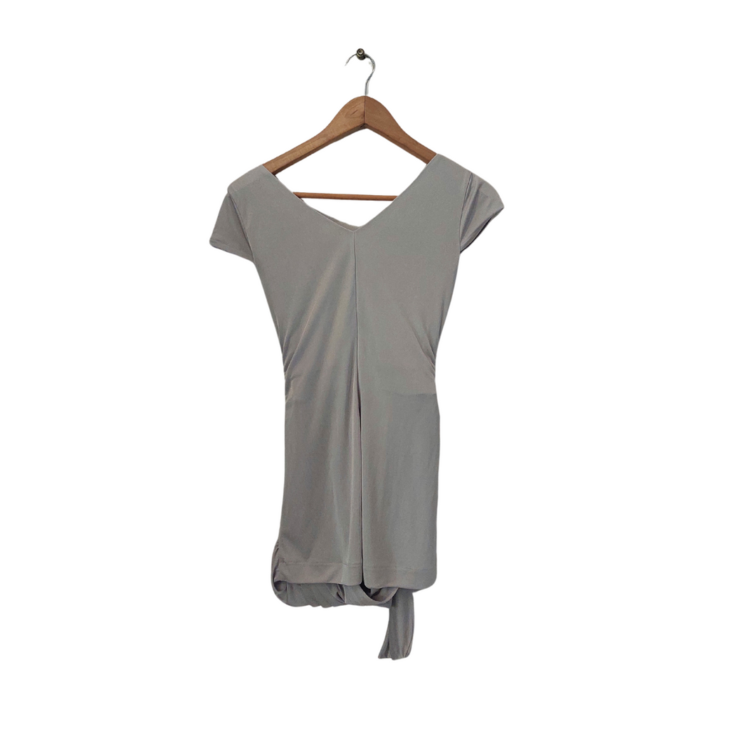 Jasper Conran Silver Cap Sleeves Pleated Front-knot Top | Gently Used |