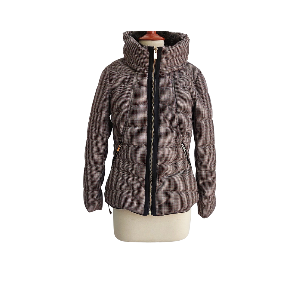 Next Black & Maroon Check Print Puffer Jacket | Gently Used |