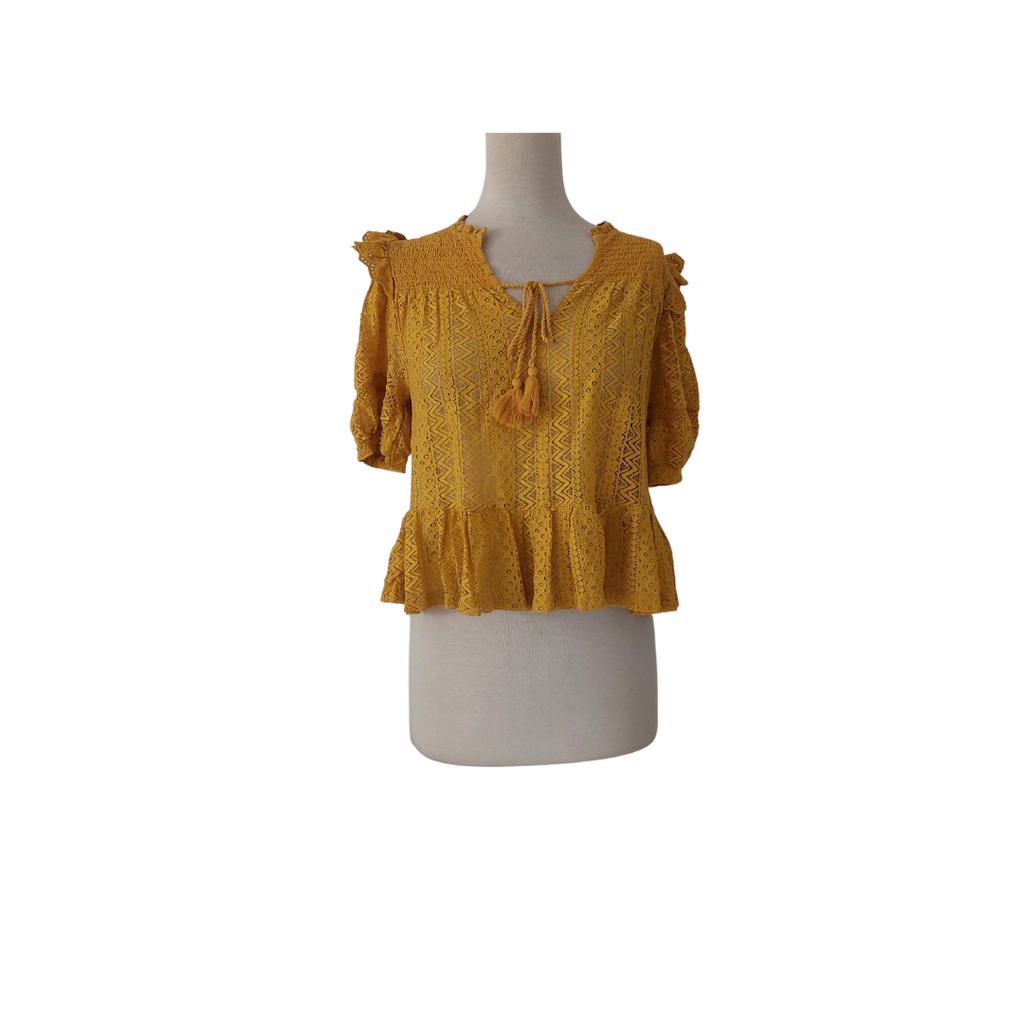 Mango Yellow Lace Blouse | Gently Used |