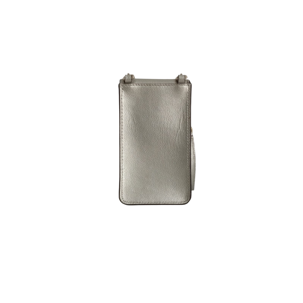Kate Spade Silver Metallic North South Patterson Drive Phone Crossbody Bag | Pre Loved |