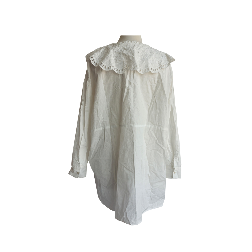 Mango White Button Down Peasant Top | Brand New |