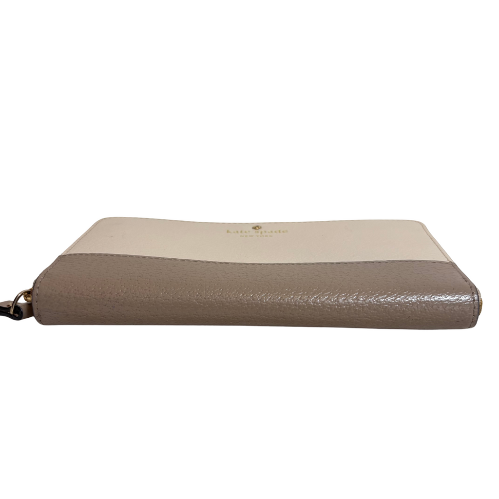 Kate Spade Cream & Taupe 'Spencer' Zip Around Continental Wallet | Gently Used |