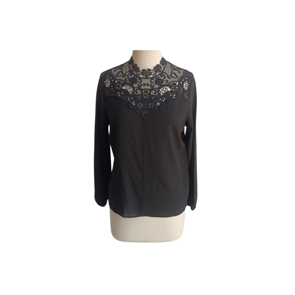 Atmosphere Black Lace Detail Top | Gently Used |
