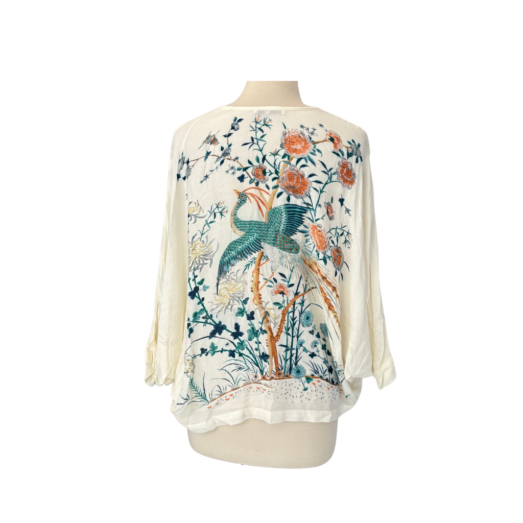 Mango Cream Printed Kimono Blouse | Like New |