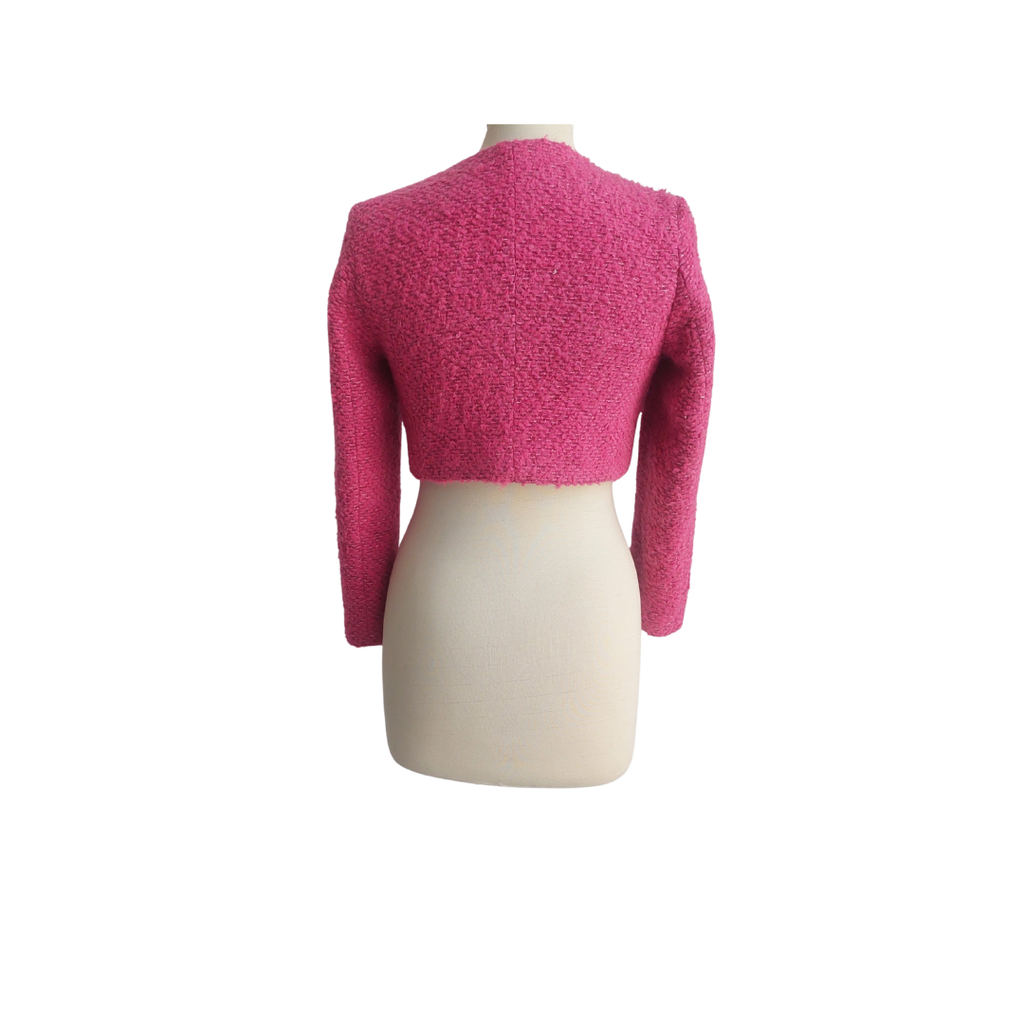 Mango Bright Pink Button Detail Crop Jacket | Gently Used |