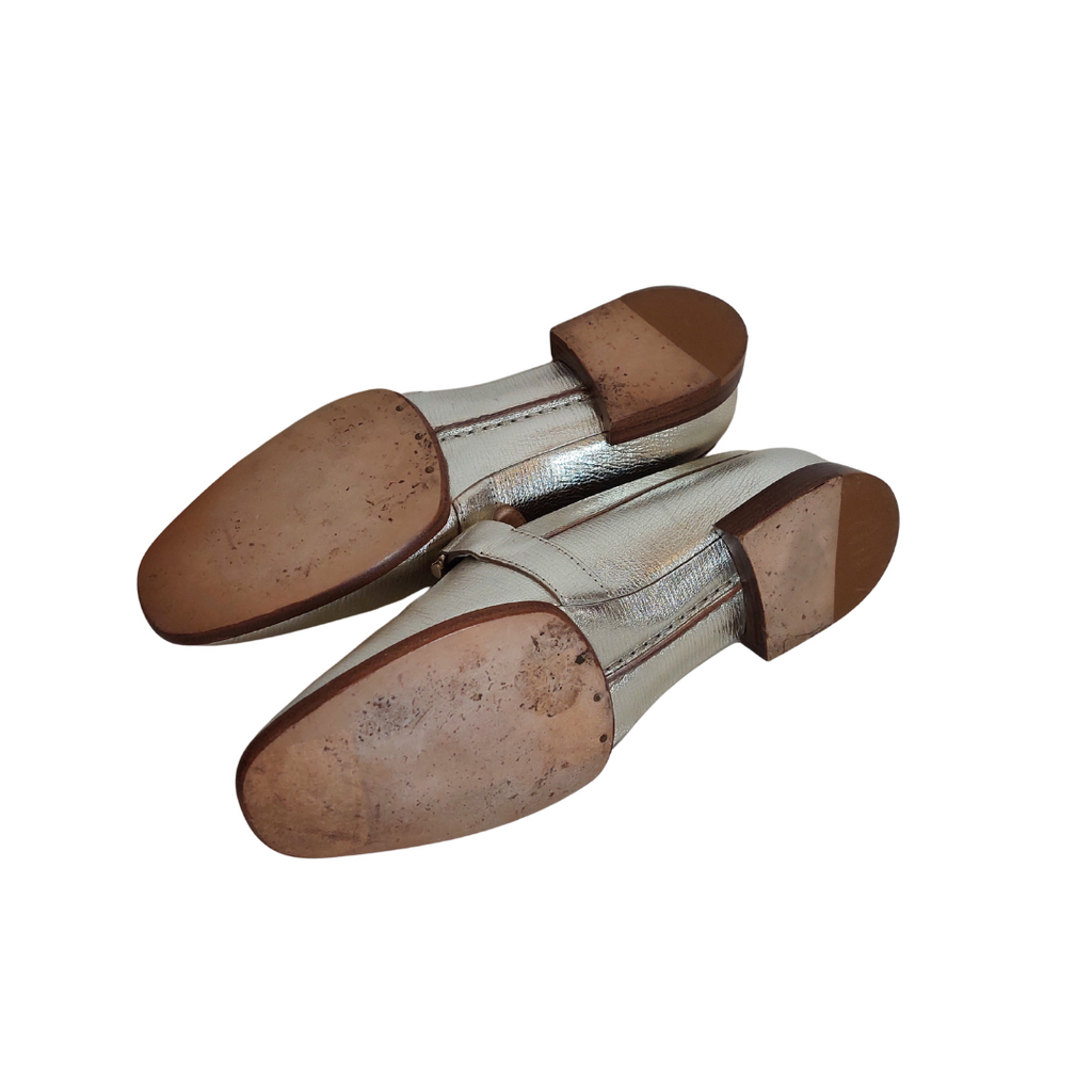 Tod's Metallic Silver Leather Double T Loafers | Gently Used |