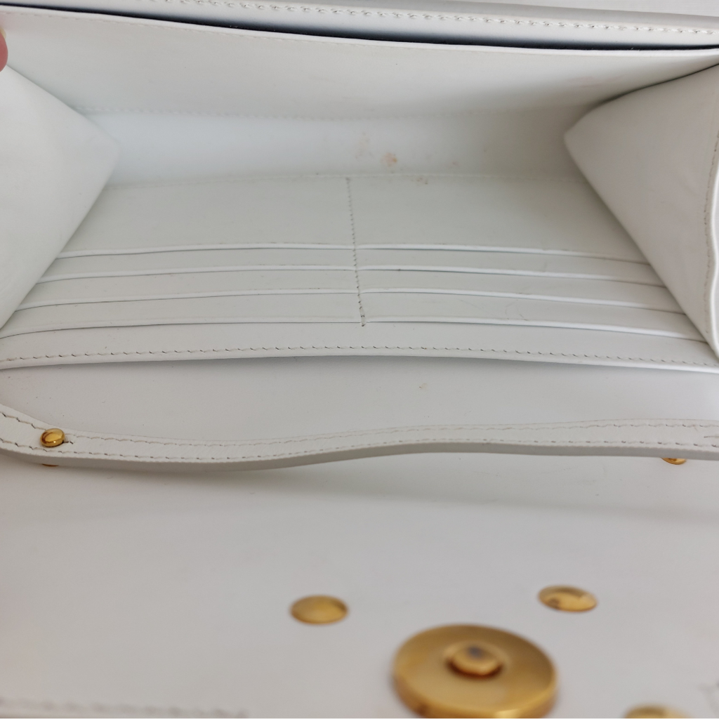 DOLCE & GABBANA White Gold Leather Amore Crossbody Bag | Pre Loved |