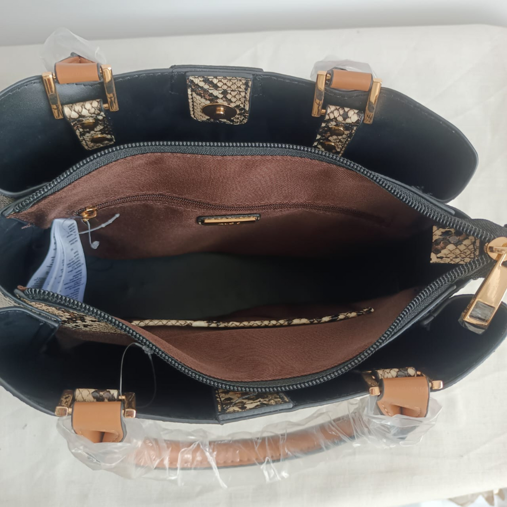 Aldo Black Leatherette Caraever Satchel Bag | Like New |