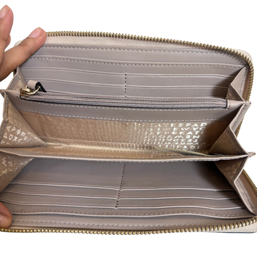 Kate Spade Cream & Taupe 'Spencer' Zip Around Continental Wallet | Gently Used |