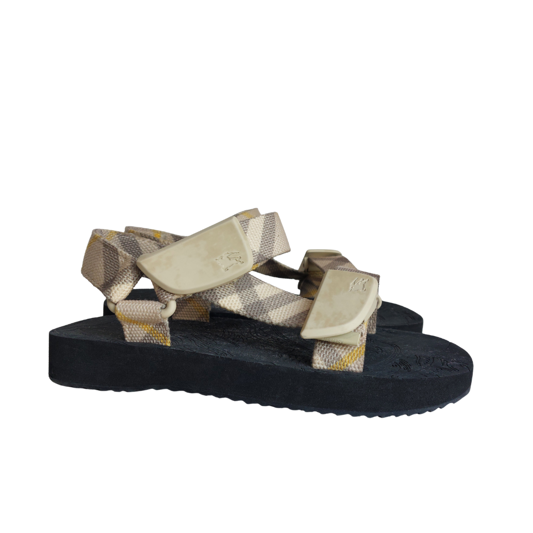 Burberry Beige Check Trek Double-Strap Sandals | Pre Loved | - Secret Stash