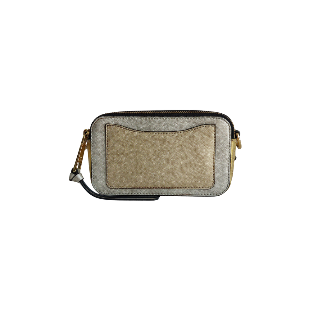 Marc Jacobs Gold/Silver Leather Snapshot Camera Crossbody Bag | Pre Loved |