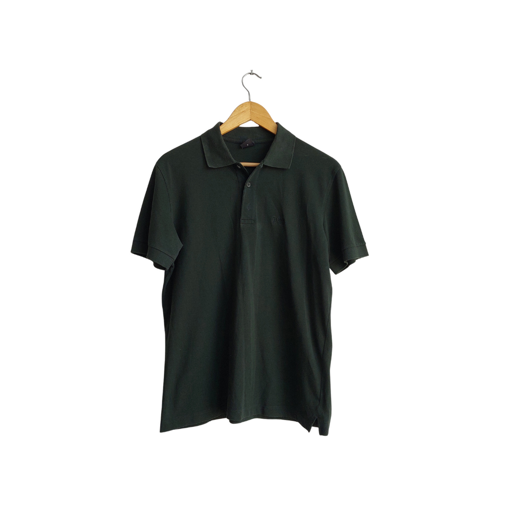 Hugo Boss Men's Dark Green Polo Shirt | Pre Loved |