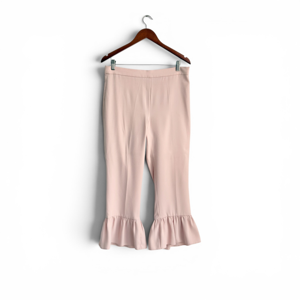 Zara Pink Ruffle Flared Pants | Gently Used | | Secret Stash