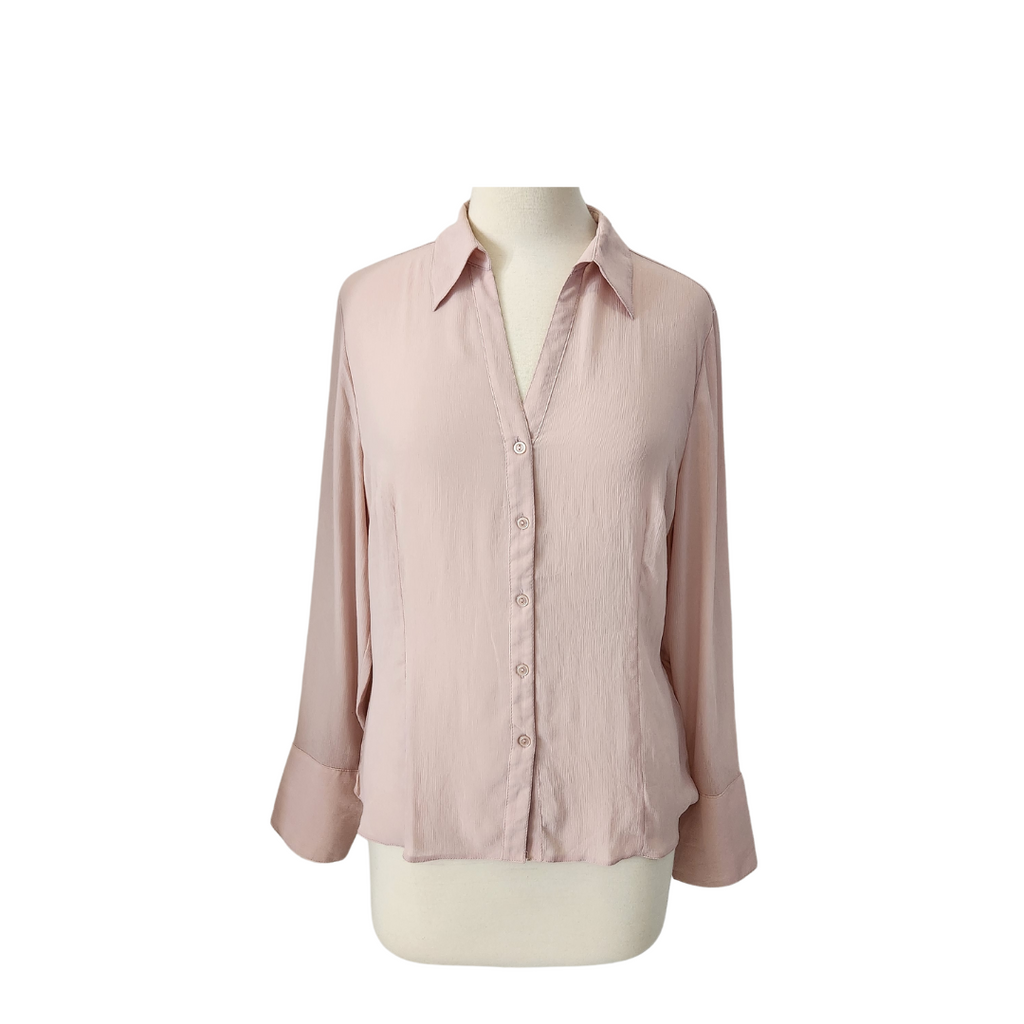 H&M Dusty Pink Sheer Collared Shirt | Pre Loved |