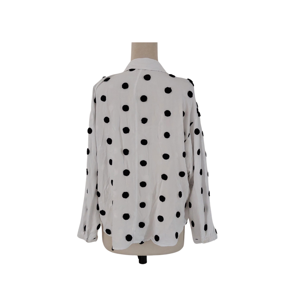 ZARA White With Black Polka Dots Collared Shirt | Gently Used |