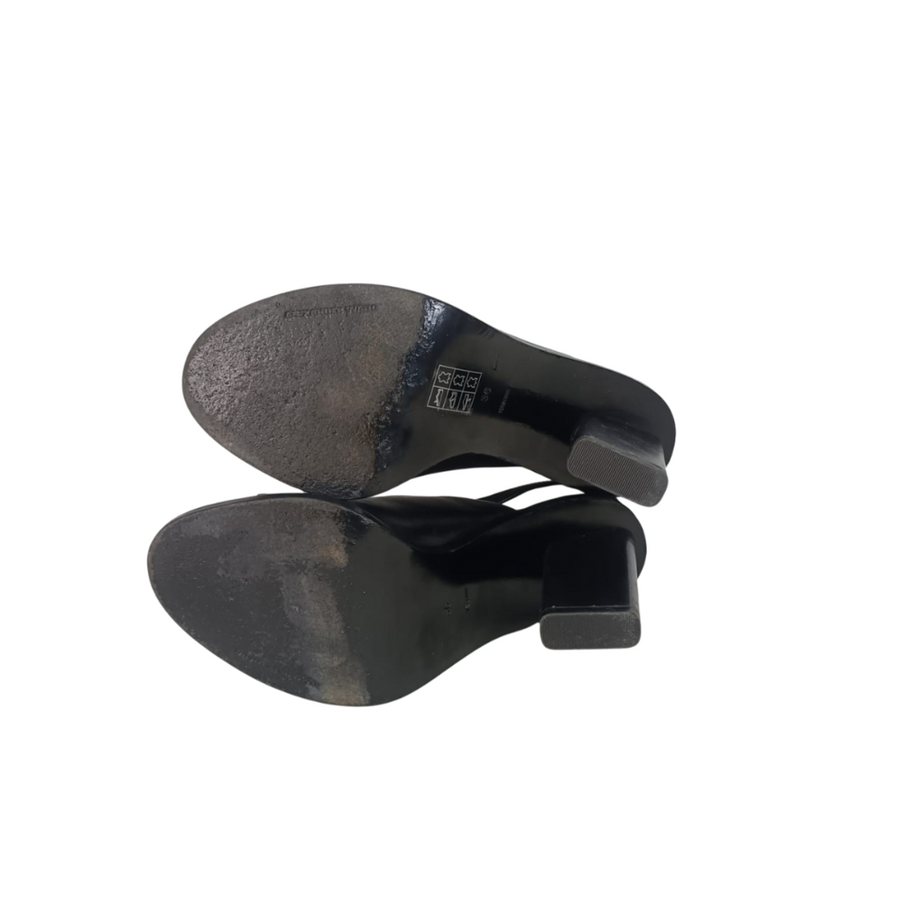 Alexander Wang Black Leather Cole Peep Toe Slingback Mule Sandals | Pre Loved |