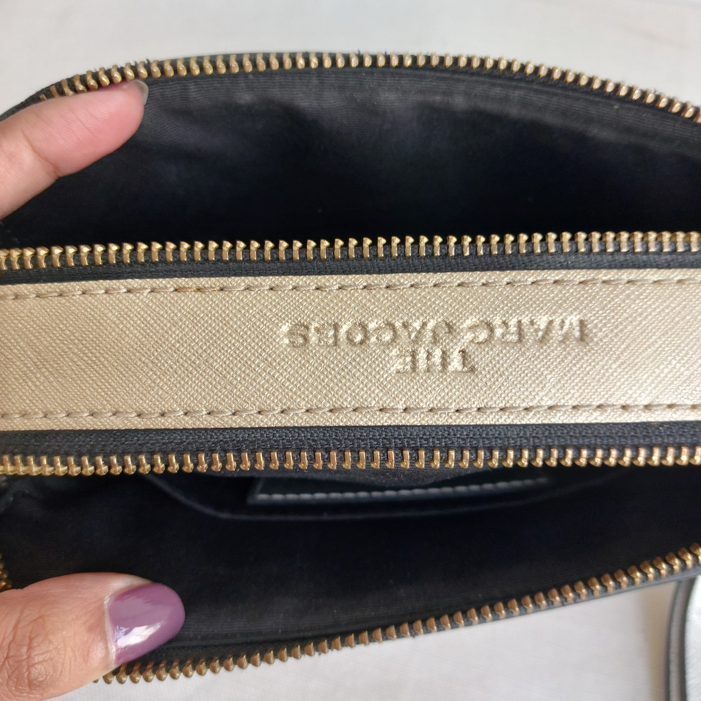 Marc Jacobs Gold/Silver Leather Snapshot Camera Crossbody Bag | Pre Loved |