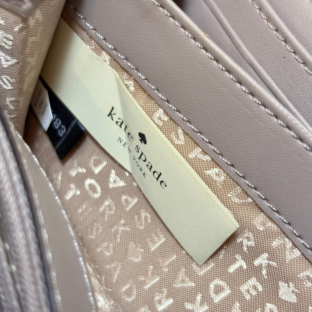 Kate Spade Cream & Taupe 'Spencer' Zip Around Continental Wallet | Gently Used |