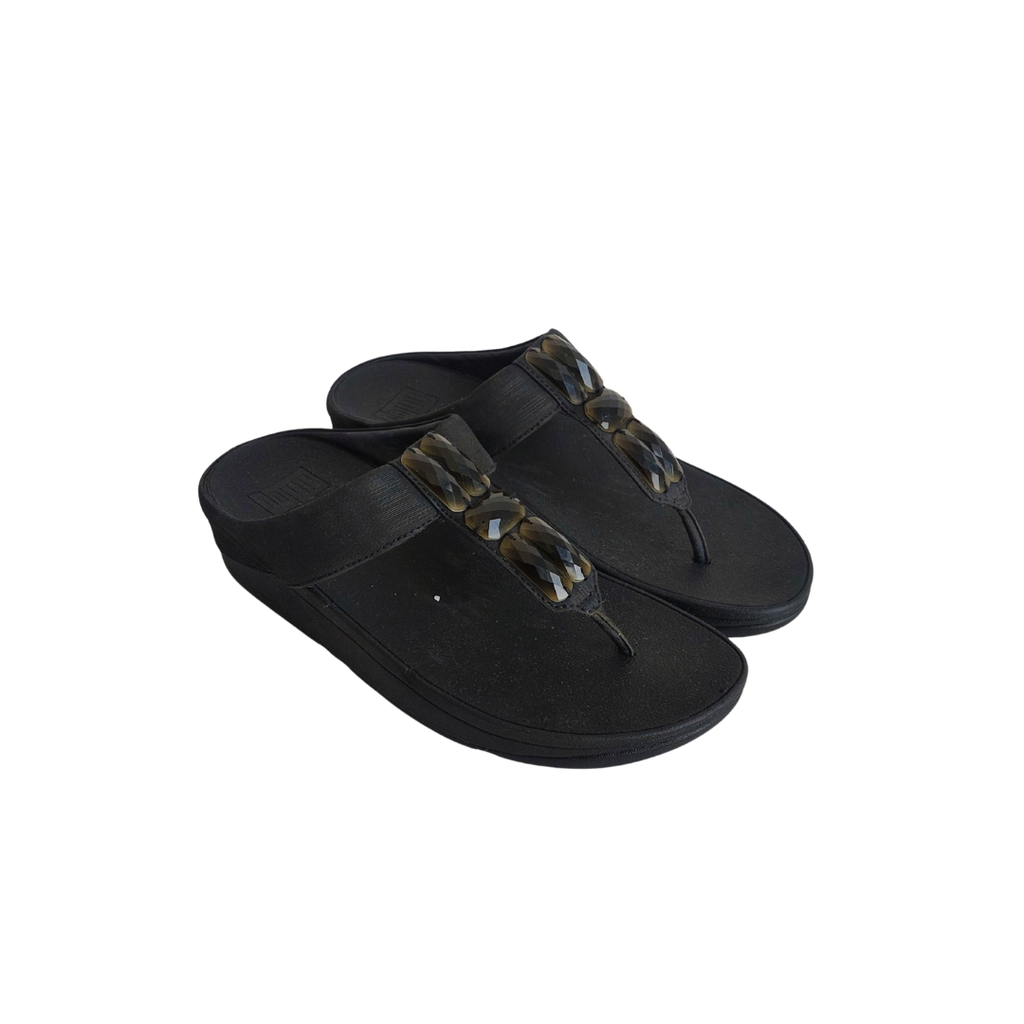 FitFlop Black Embellished Thong Sandals | Like New |