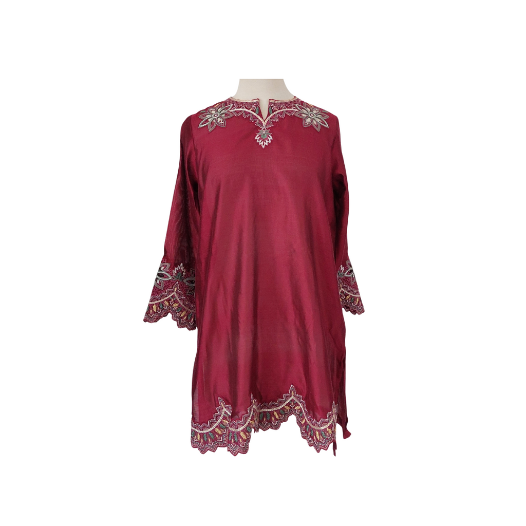 Studio Mehr Dark Pink Embroidered Outfit (3 Pieces) | Brand New |