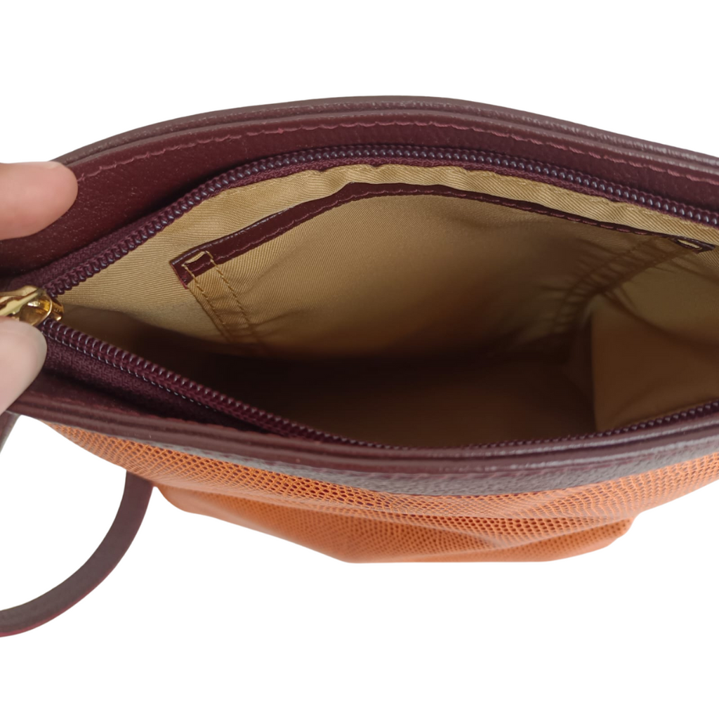 Jafferjees Orange Leather Small Shoulder Bag | Gently Used |