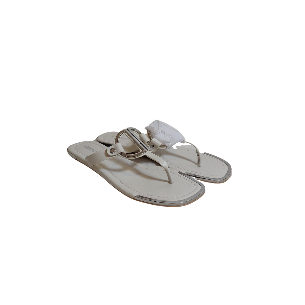 DKNY White Leather Halcott Sandals | Brand New |
