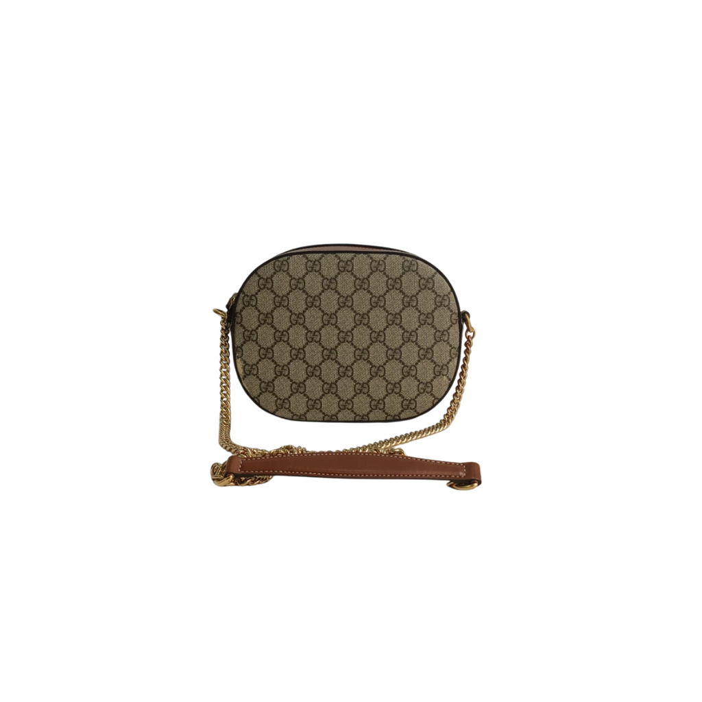Gucci Brown/Beige GG Supreme Canvas and Leather Mini Chain Bag | Gently Used |
