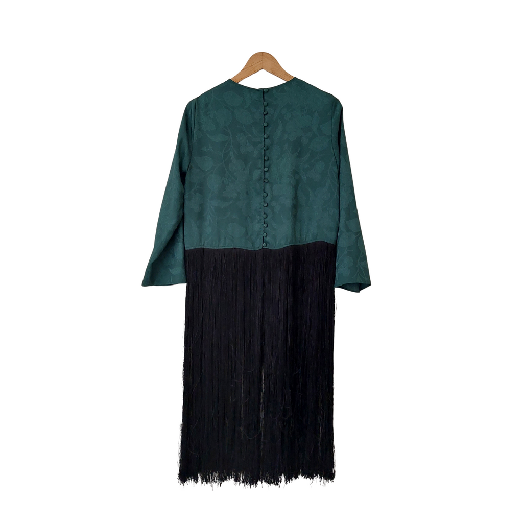 ZARA Green with Black Fringe Top | Gently Used |