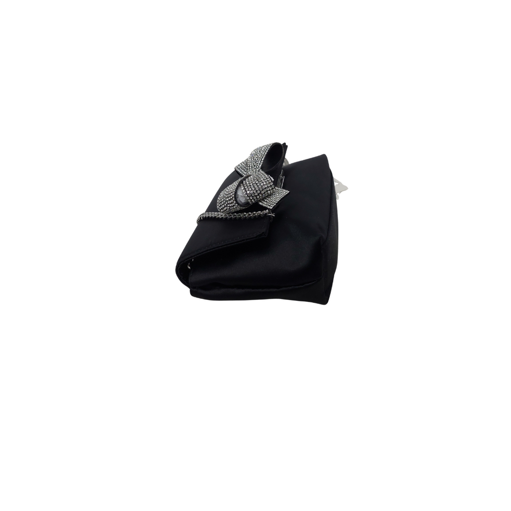 Ted Baker Black Satin Crystal Bow Shoulder Bag | Brand New |