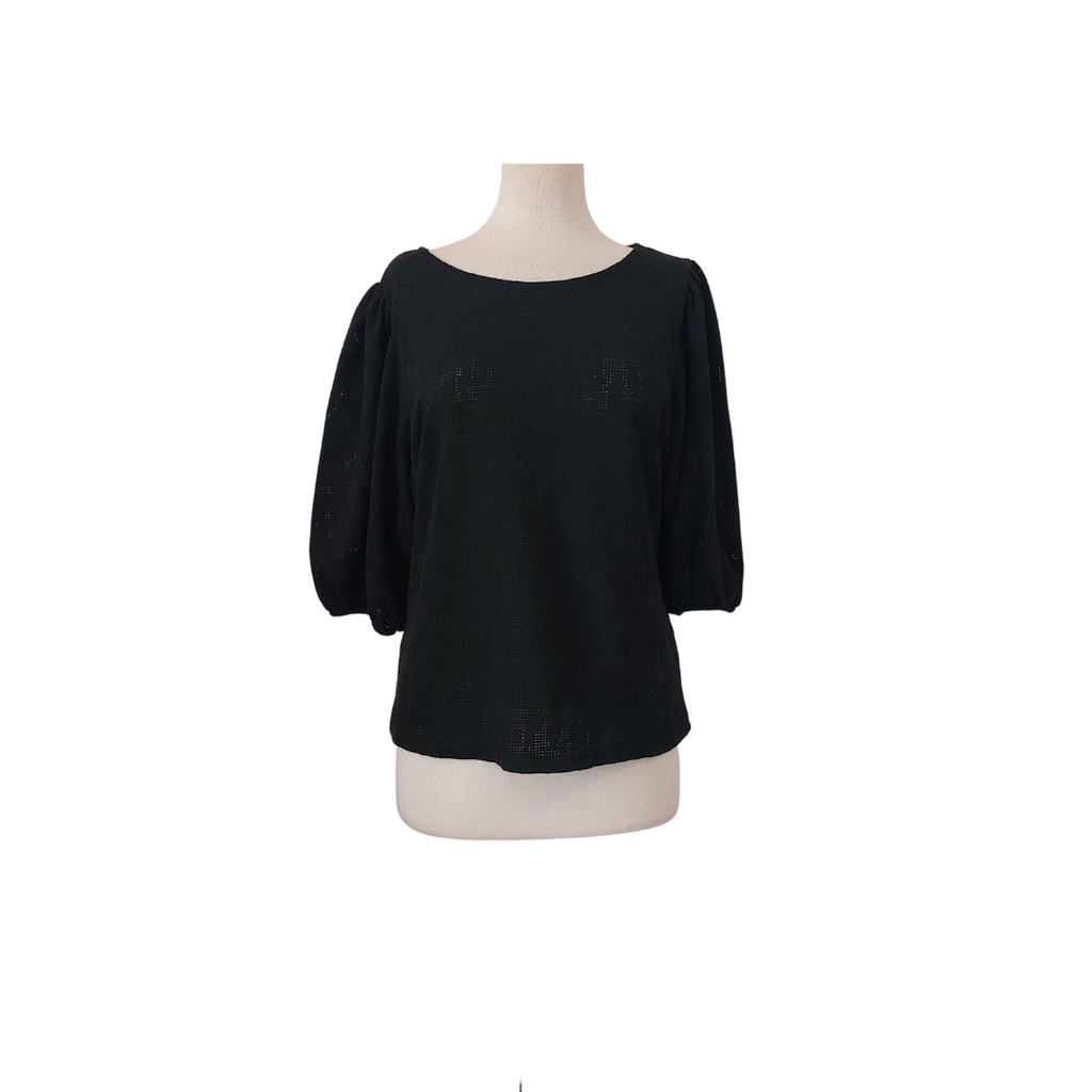 Cache Cache Black Knit Puffed Sleeve Top | Brand New |