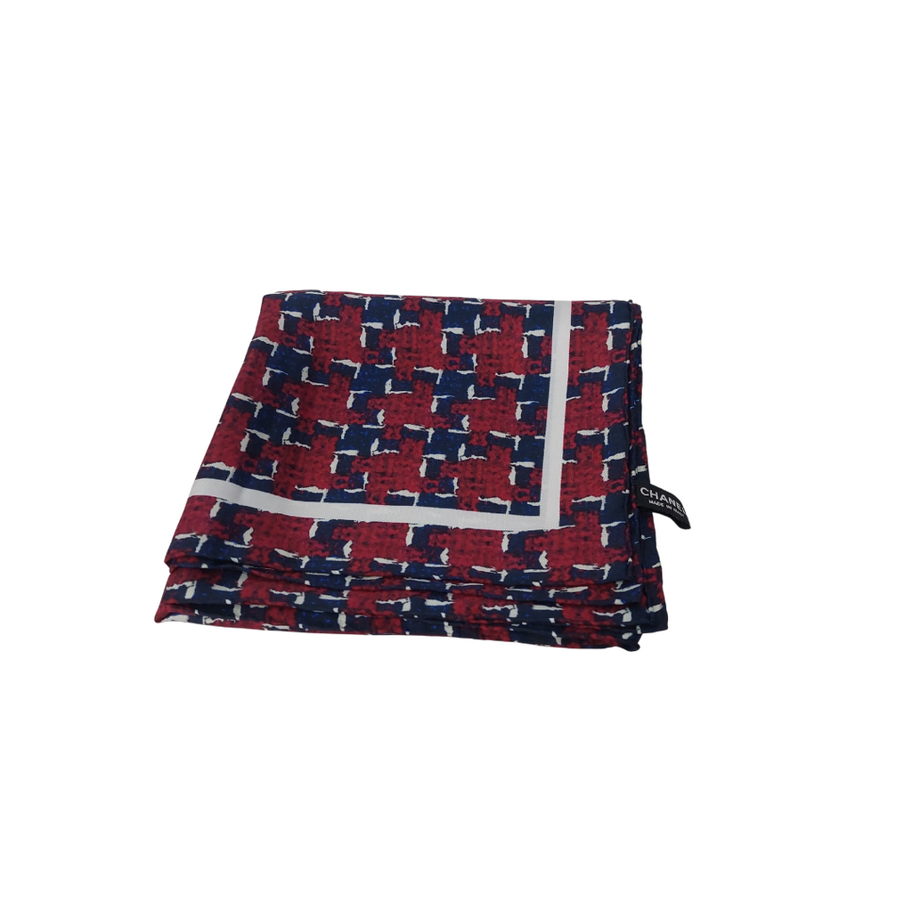 Chanel Red & Blue Silk Square Scarf | Like New |