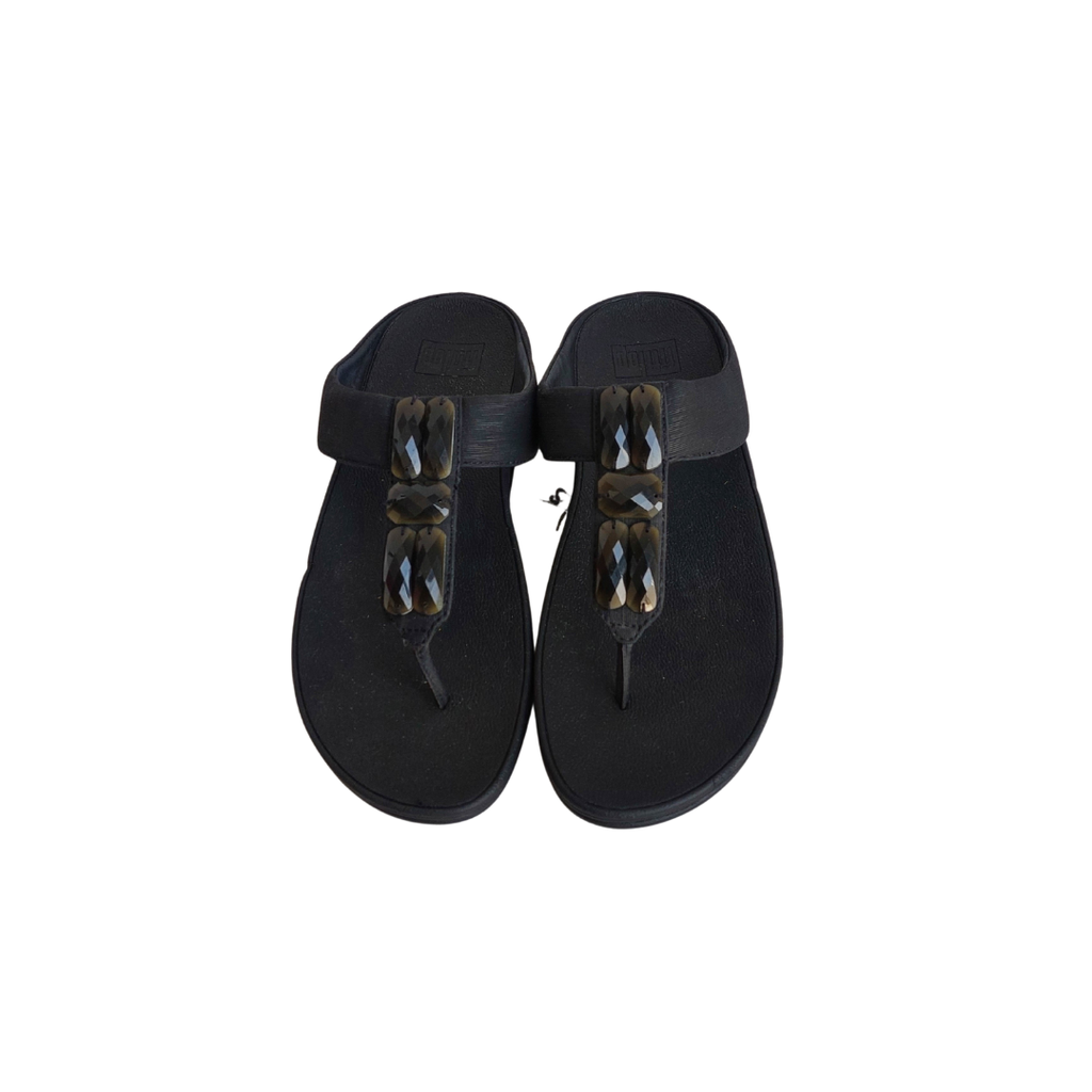 FitFlop Black Embellished Thong Sandals | Like New |