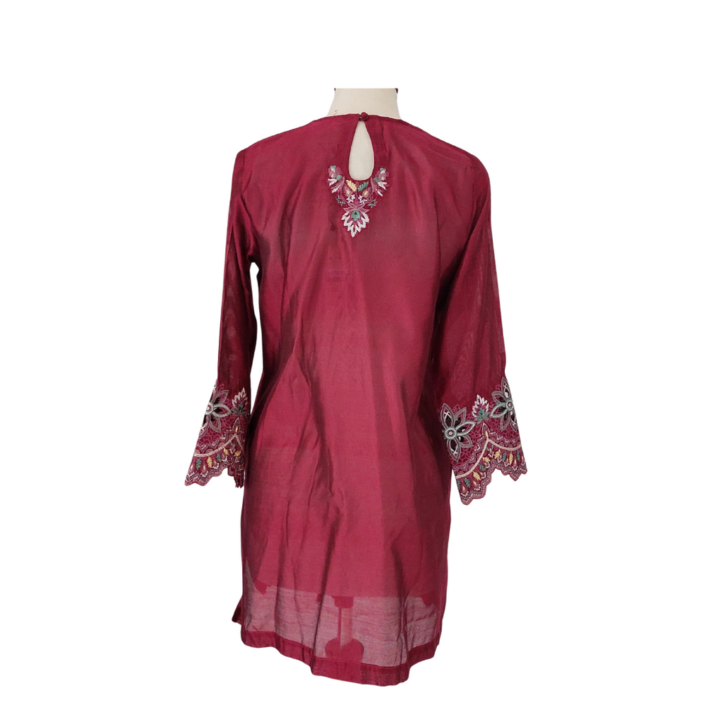 Studio Mehr Dark Pink Embroidered Outfit (3 Pieces) | Brand New |