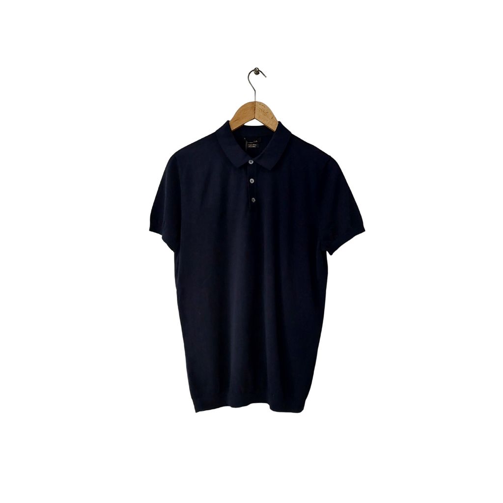 Massimo Dutti Men's Navy Blue Polo Shirt | Brand New |