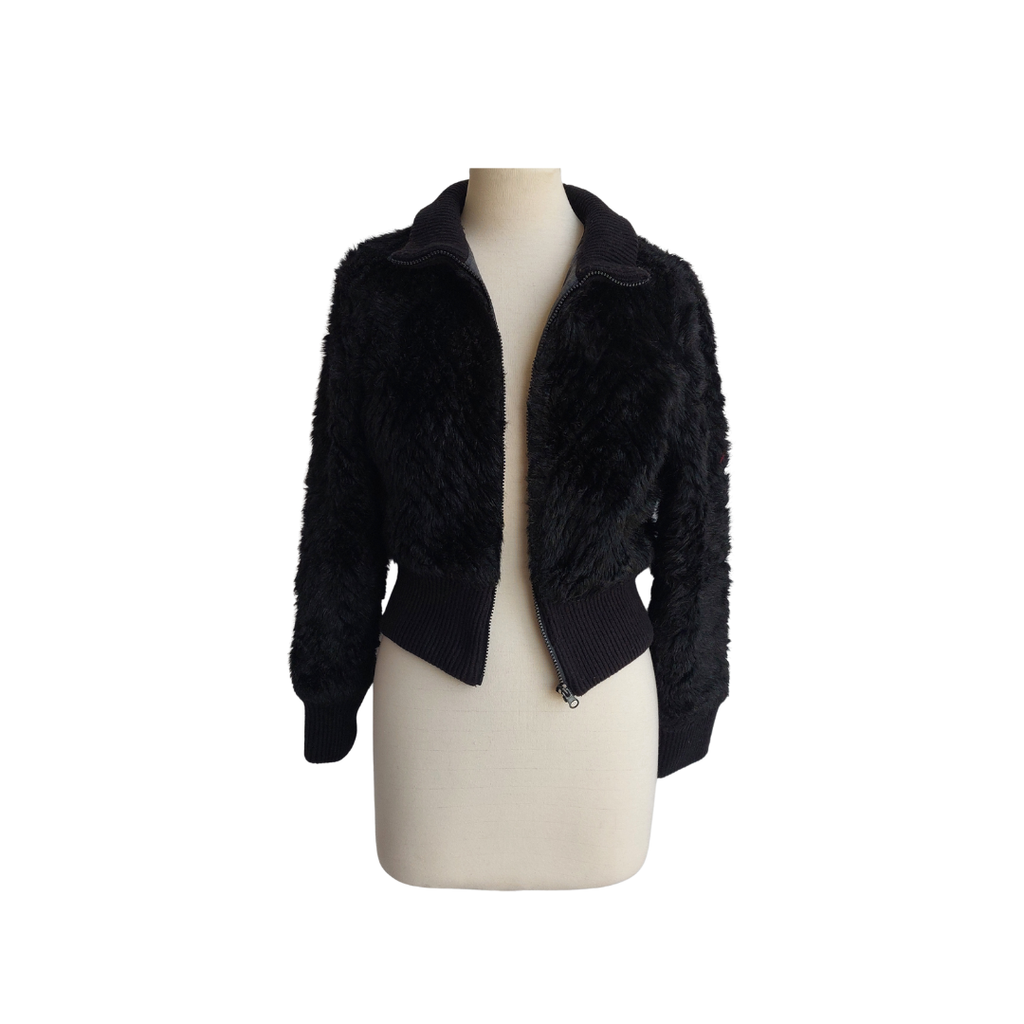 Express Black Faux Fur Zipper Jacket | Gently Used |