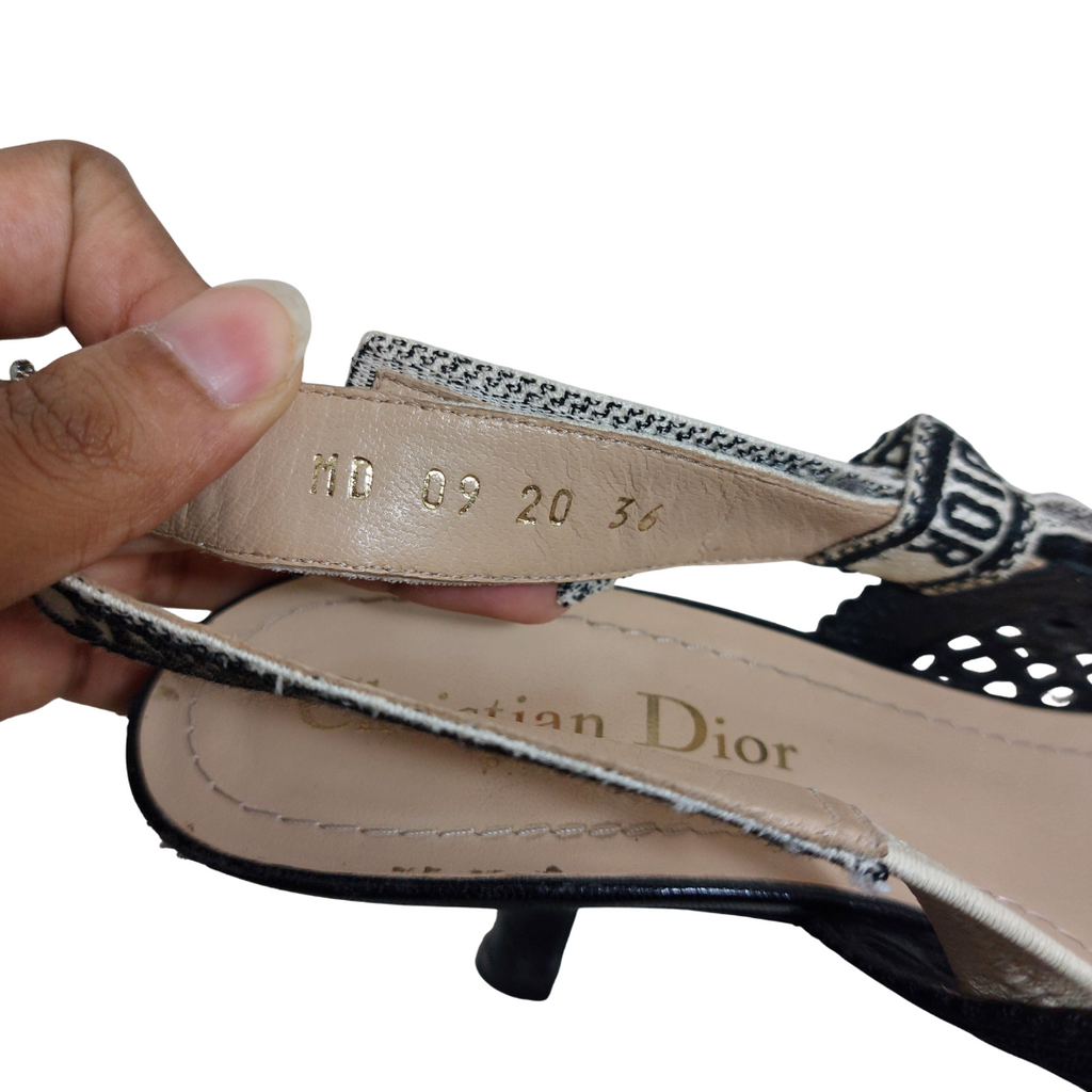 Dior Black Canvas & Mesh J'Adior Slingback Pumps | Pre Loved |