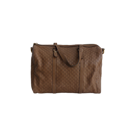 Gucci Brown Leather Microguccissima Boston bag | Pre Loved |