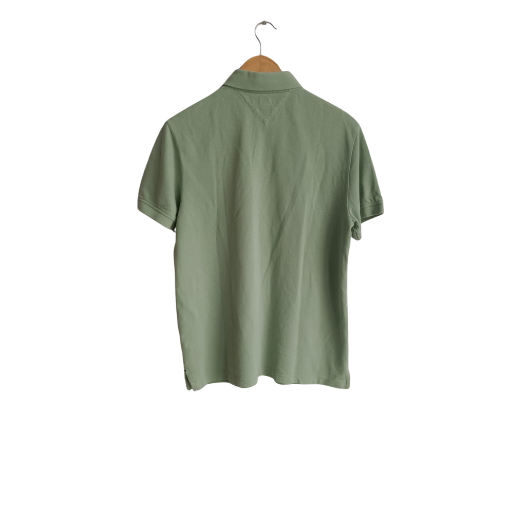 Tommy Hilfiger Men's Light Green Polo Shirt | Pre Loved |