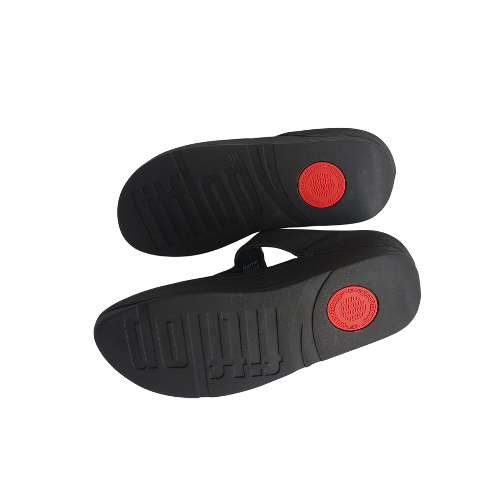 FitFlop Black Embellished Thong Sandals | Like New |