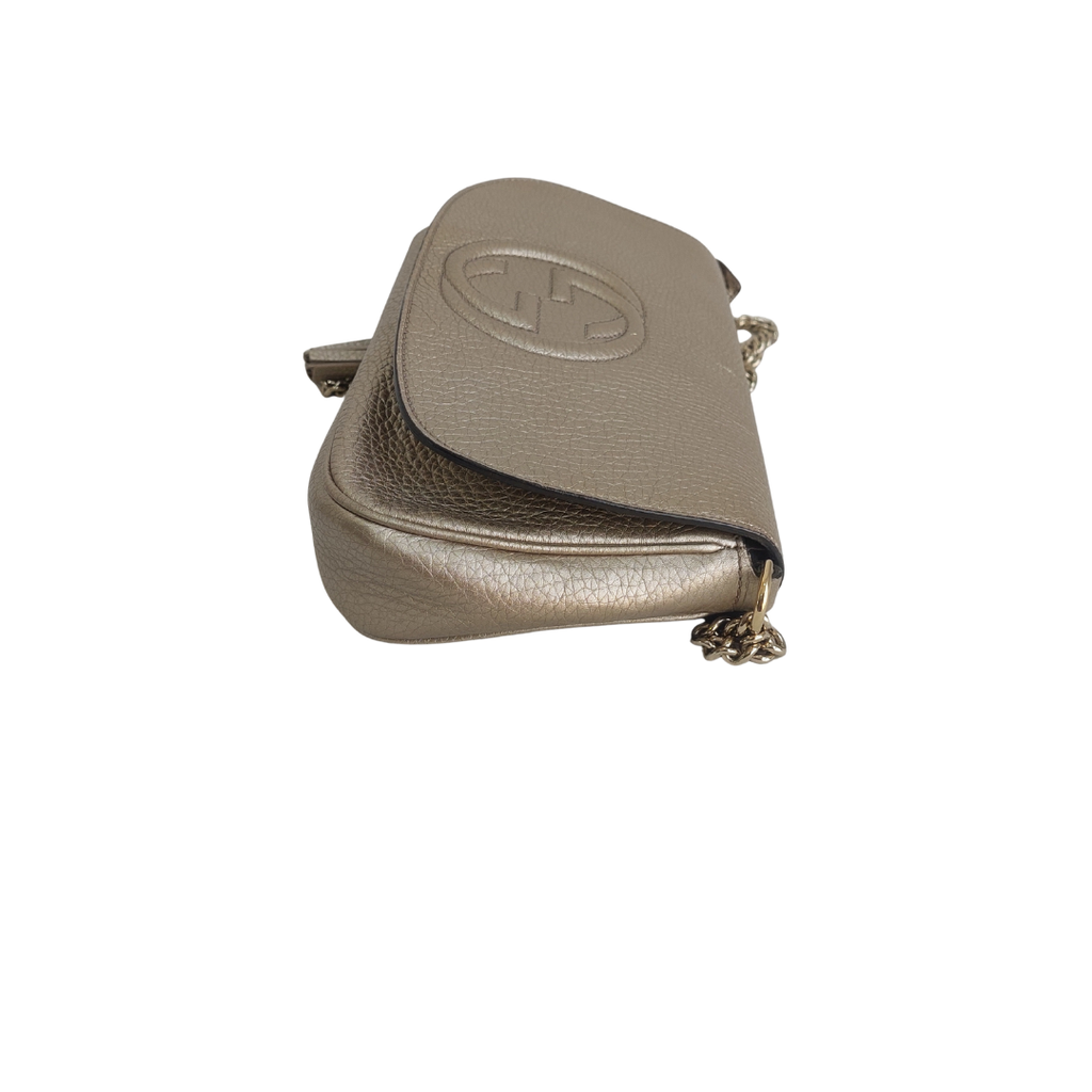 Gucci Gold Pebbled Leather Soho Chain Flap Bag | Pre Loved |