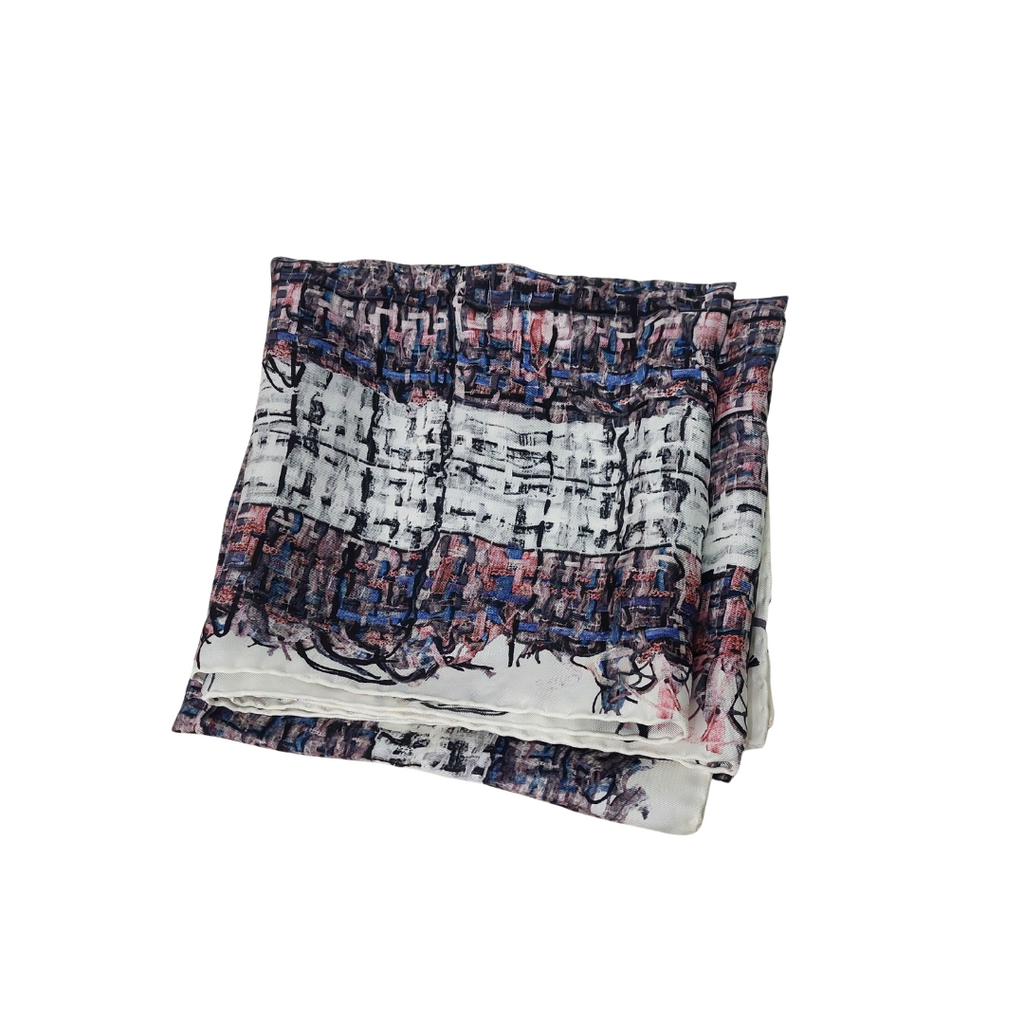 Chanel White Abstract Print Silk Square Scarf | Pre Loved |