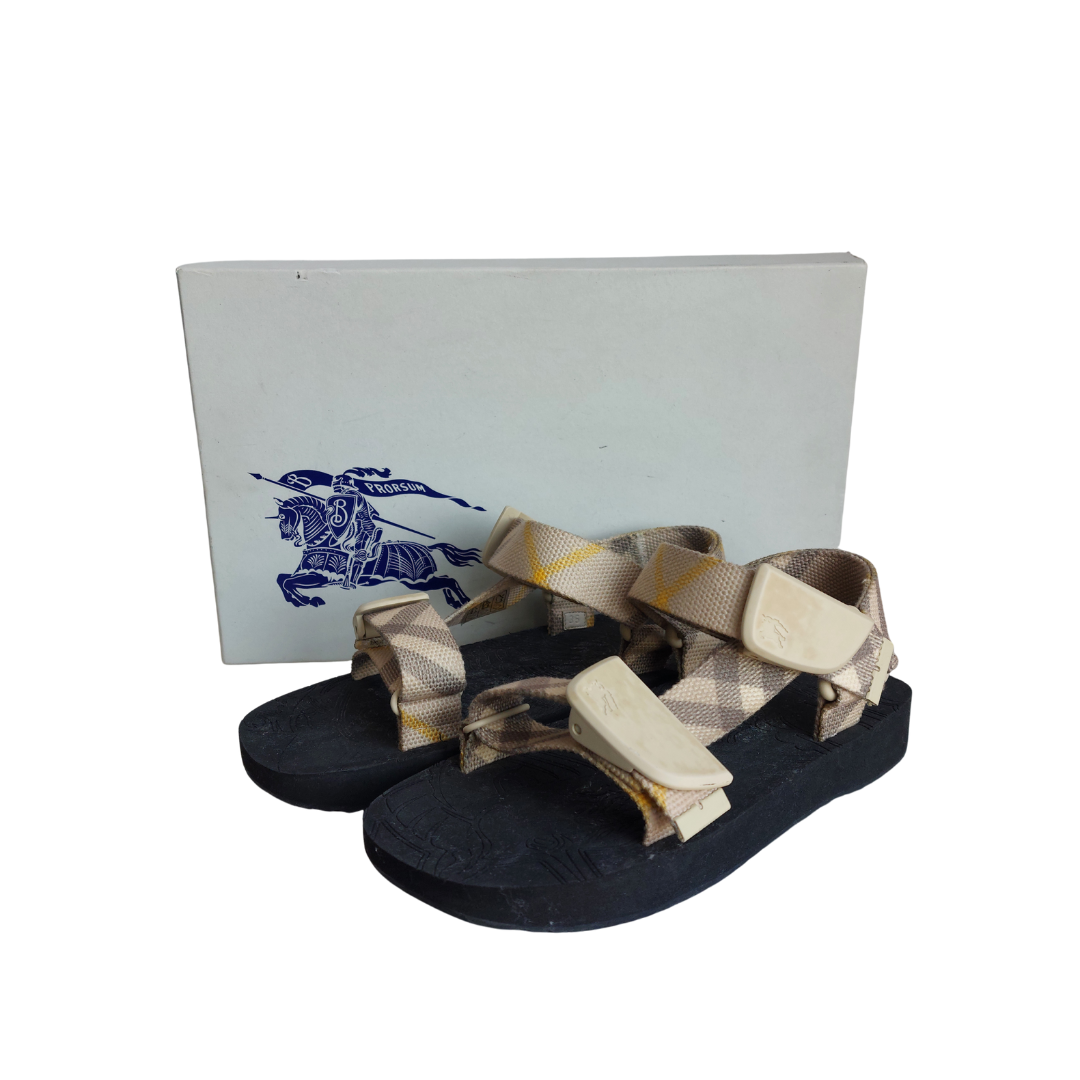 Burberry Beige Check Trek Double-Strap Sandals | Pre Loved | - Secret Stash
