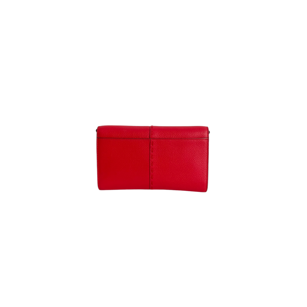 Tory Burch Red Pebbled Leather Mcgraw Wallet Crossbody | Gently Used |